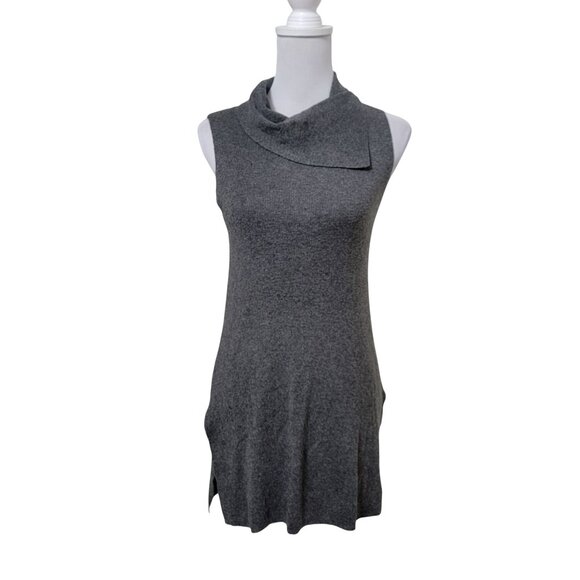 Bobeau Size S Gray Sleeveless Knit Asymmetrical Cowl Neck Split Hem Tunic - Picture 1 of 12